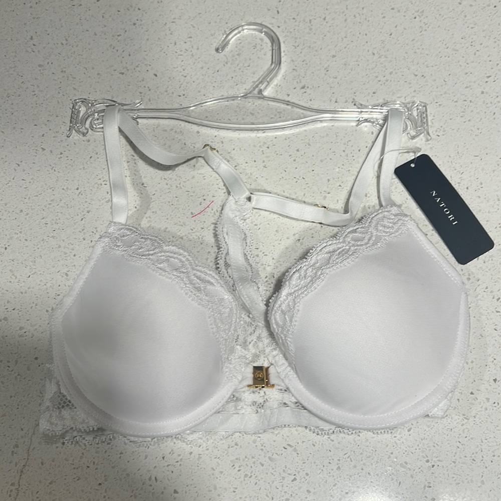 Natori White Lace Trim Bra